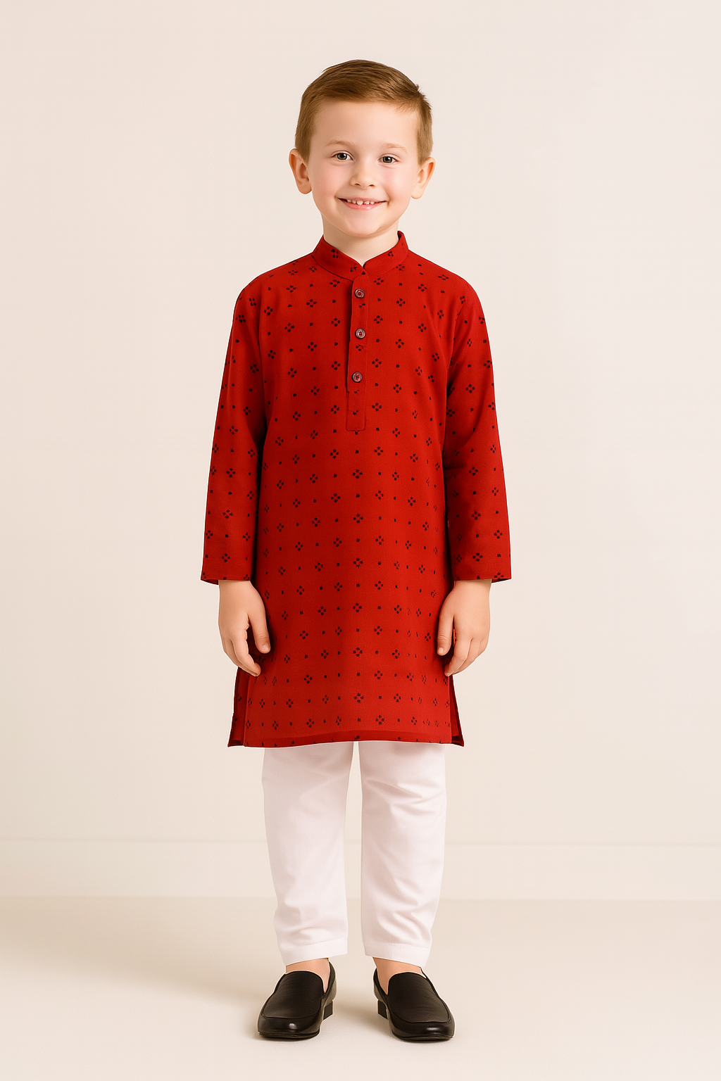 Boys /kids/youth Red kurta white and Pajama  /  set casual comfort wear / festival wear / Indian Ethnic / Traditional wear for kids