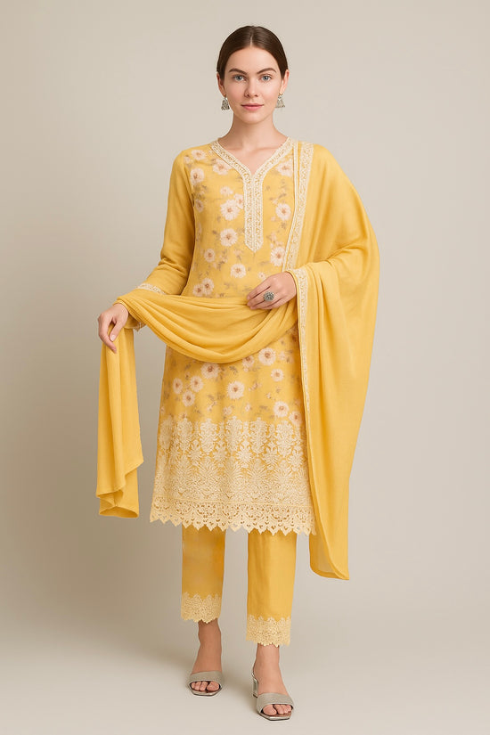 Yellow Long kurta ,pant and duppatta