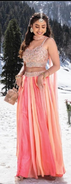 women Pink Lehngas